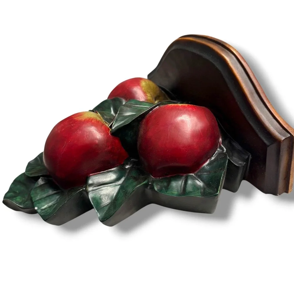 Vintage Style Red Apple Cluster Wall Corbel Shelf Kitchen Decor 3D Fruit Sconce